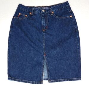 GUESS Los Angeles Blue Denim 5-pocket Front Split‎ Skirt Size 28. #448